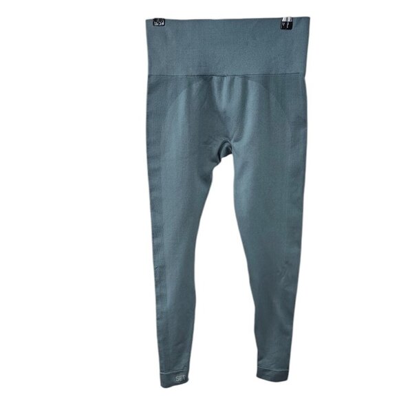 SET Active Sculpt Flex Leggings, Blue, Ribbed Details, Athletic, Size Medium - Picture 2 of 8